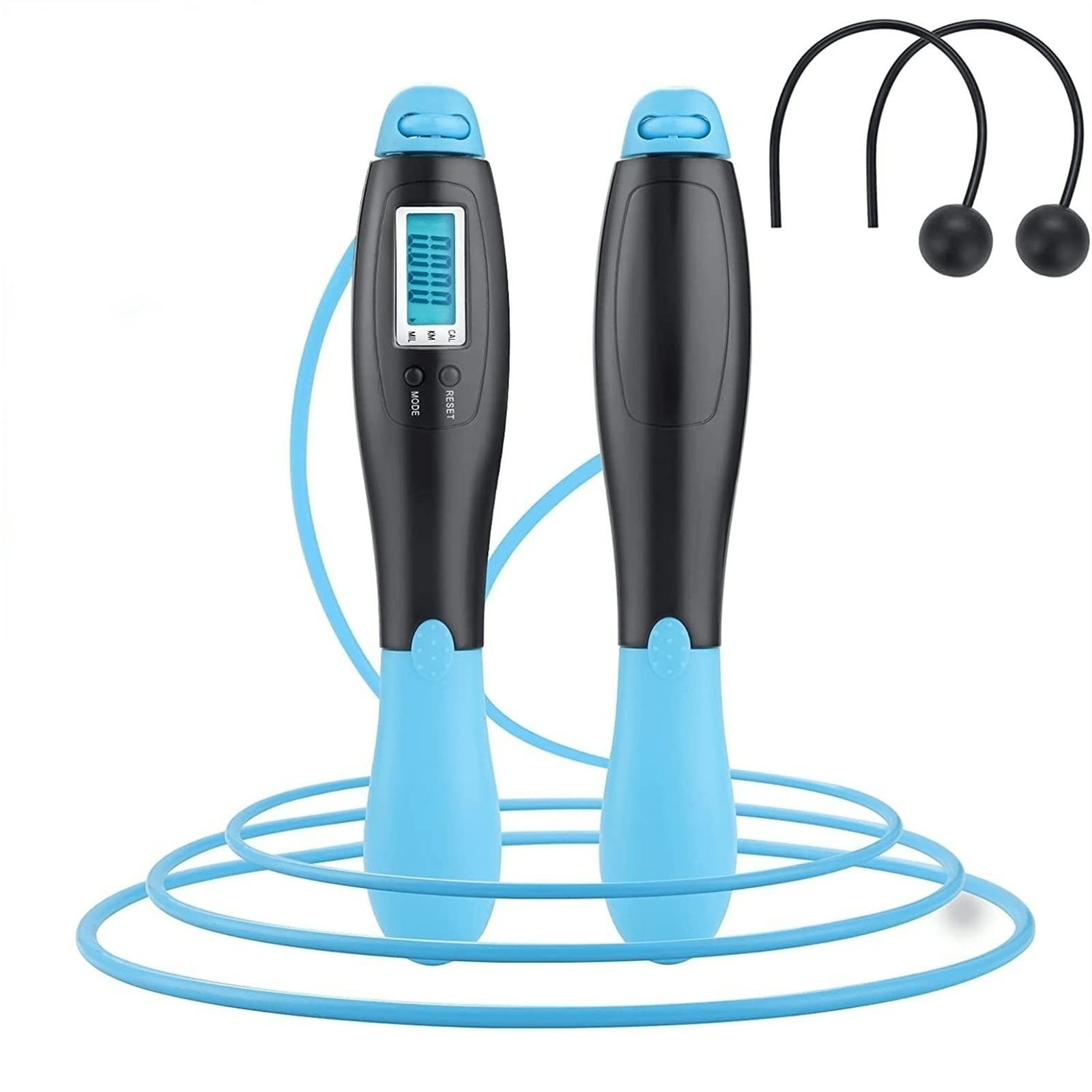 Corde à sauter électronique, corde à sauter de fitness, corde à sauter avec compteur de calories, corde à sauter sans fil avec longueur réglable (noir)