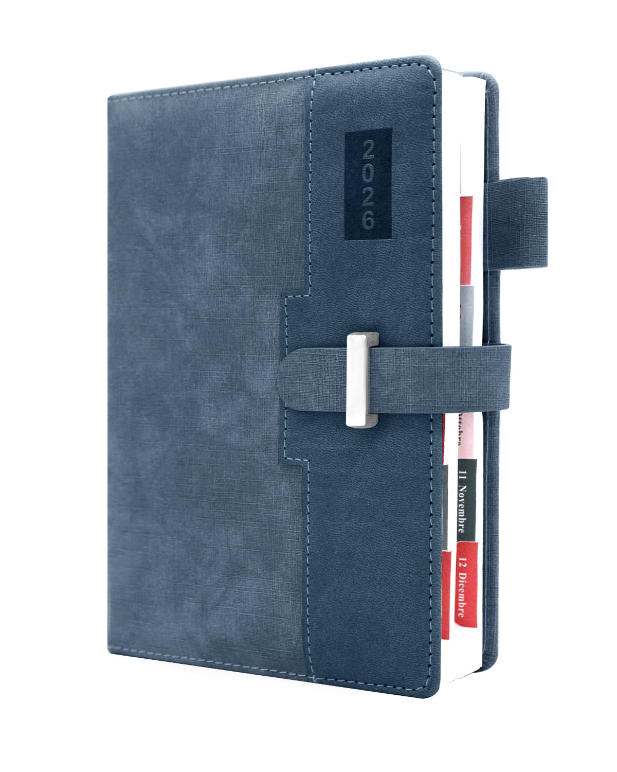 HW CASA Agenda Giornaliera 2026 A5（Gen.-Dic.2026）- con Festività Multilingue (DE/IT/ES/EN/FR), Chiusura con Elastico PU+CARTA, Riepilogo Mensile | Gennaio-Dicembre