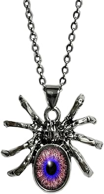 Spider Necklace for Men Women Sliver Evil Eye Spider Crystal Pendant Necklace Gothic Spider Insect Bug Pendant Necklace Punk Halloween Gemstone Jewelry