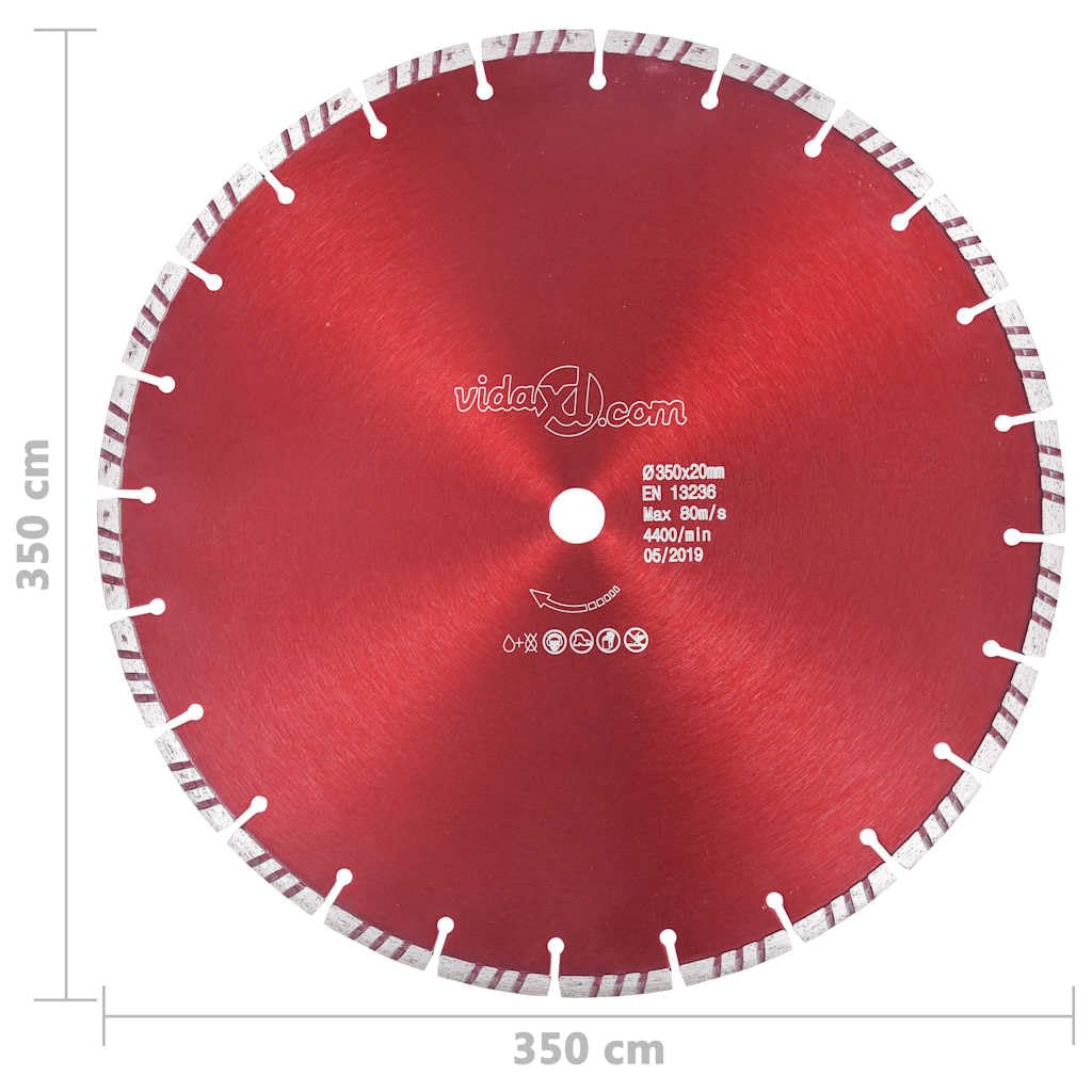 Disco de corte de diamante Turbo 350 mm/20 mm para hormigón