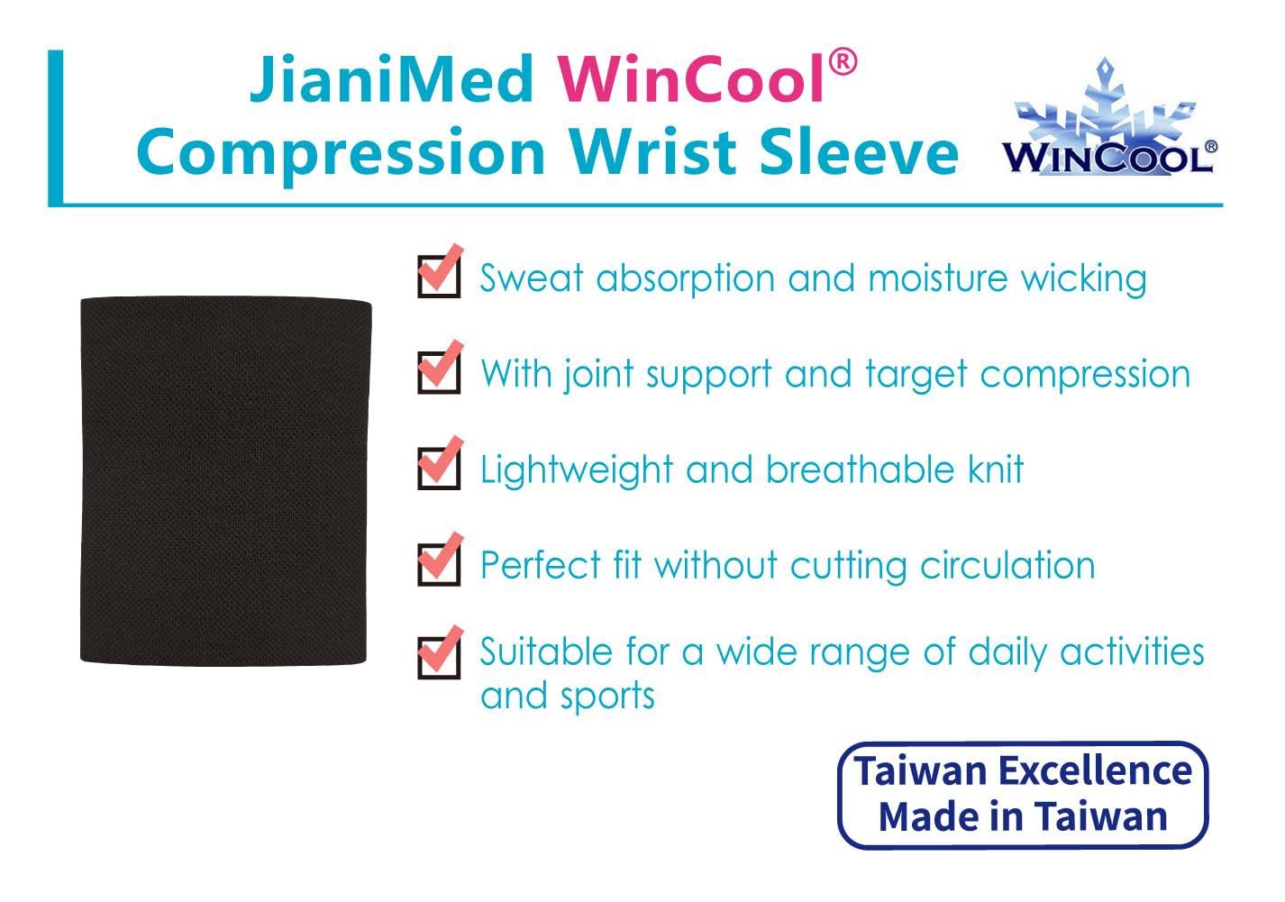 WinCool® - Muñequera de compresión, ligera, hilo refrescante, absorbe la humedad, soporte de muñeca, alivio del dolor, uso diario, Taiwan Excellence L/XL