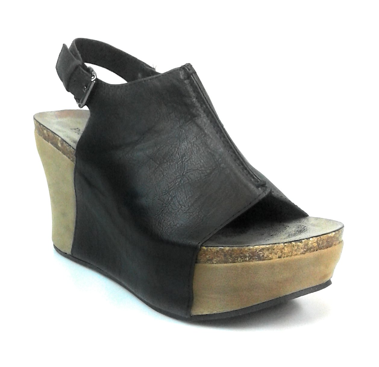 Pierre Dumas Hester-14 Women's Platform Wedge Open Toe Sandals Black 5.5