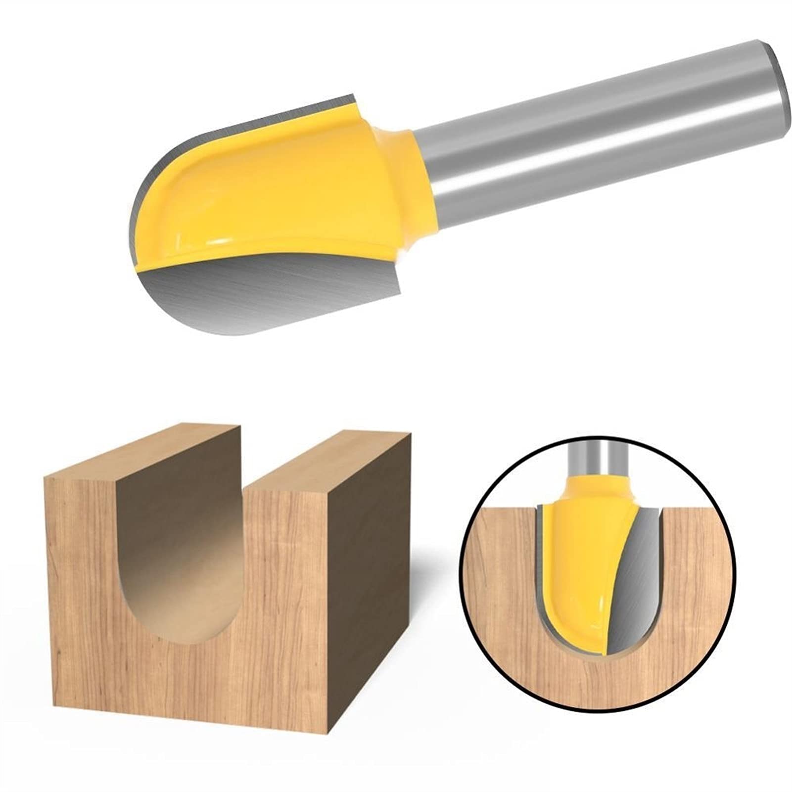 Fresa per Legno Utensile per la Lavorazione del Legno 1pz 8mm Codolo sferico Scatola Centrale Fresa per Legno Fresa per Legno Carburo Lama Lunga Fresa per Legno 6mm / 6,35mm Fresa con Gambo Fresa PE