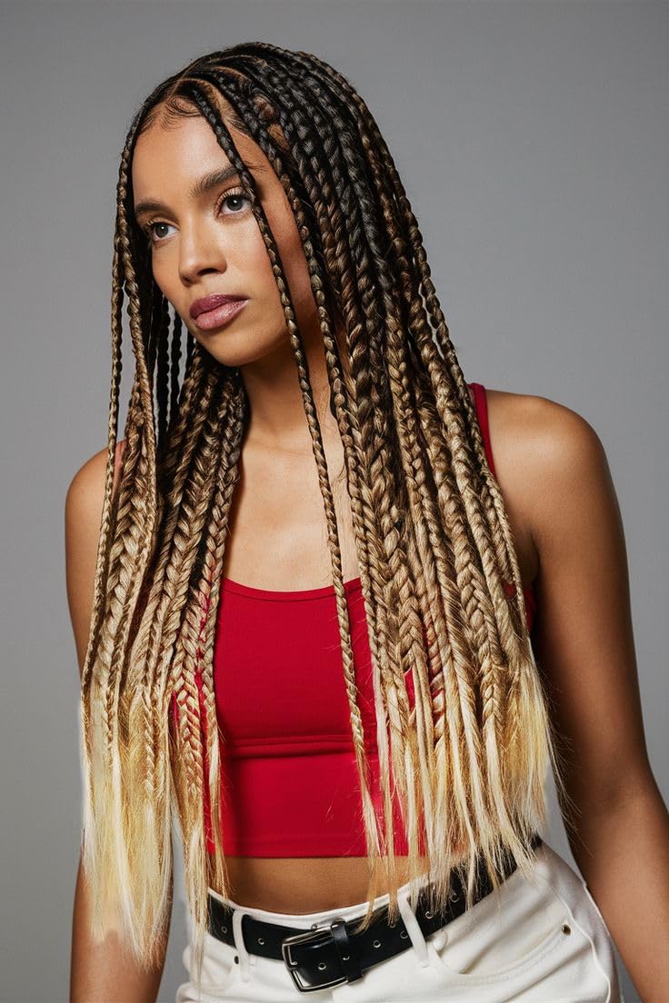 Pre Stretched Braiding Hair Omber - 24inch 8 Packs Braid Crochet Hair Hot Water Setting Professional Soft Yaki Texture (4/27/613)