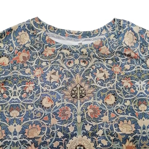 Fronage Women'S Casual Floral Print Sweater Crewneck Long Sleeve Sweatshirt Garden Flower Landscape Graphic Pullover Tops Navy Blue thumb #2