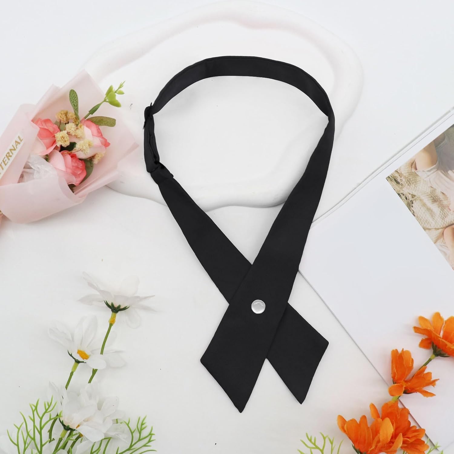 Bow Ties for Women, Criss-Cross Womens Bow Tie Adjustable Solid Color Bowtie