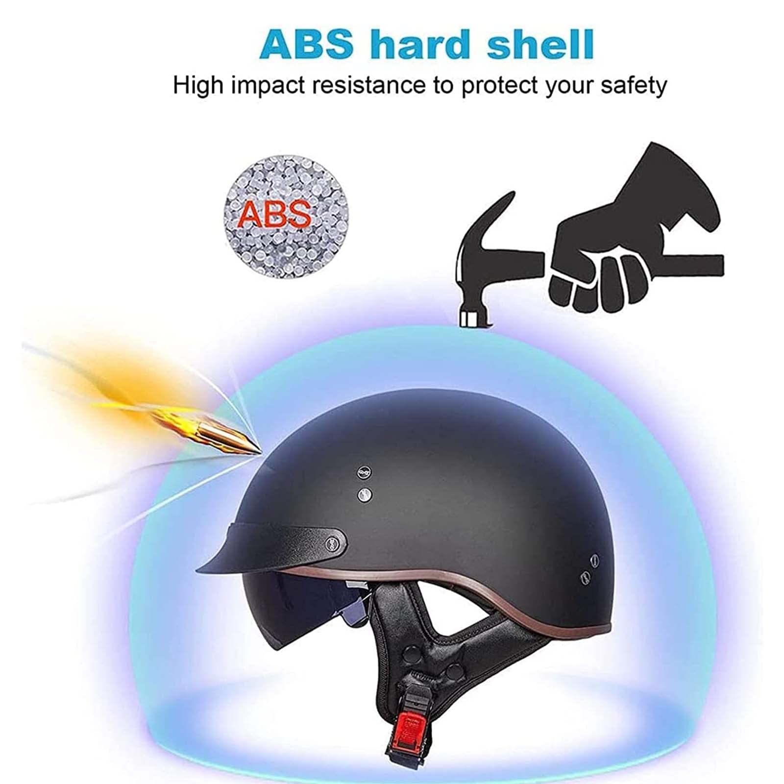 Duitse stijl vintage motorfiets jethelm open helm met zonneklep, retro halve motorhelm voor volwassen mannen en vrouwen, DOT/ECE goedgekeurd (A M=57~58CM