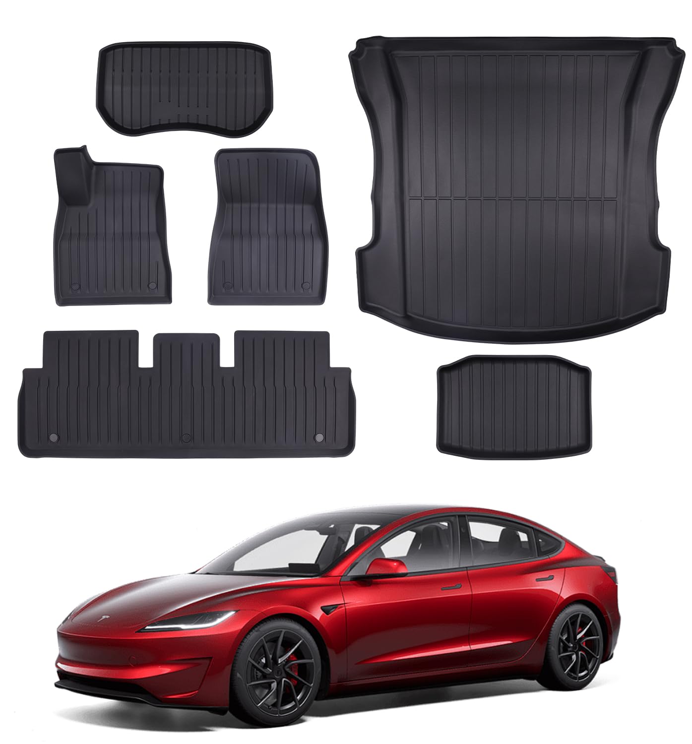 Wekar 2025 New Version Floor Mats for Model 3 Highland - Full Set All Weather TPE Front Rear — view 7