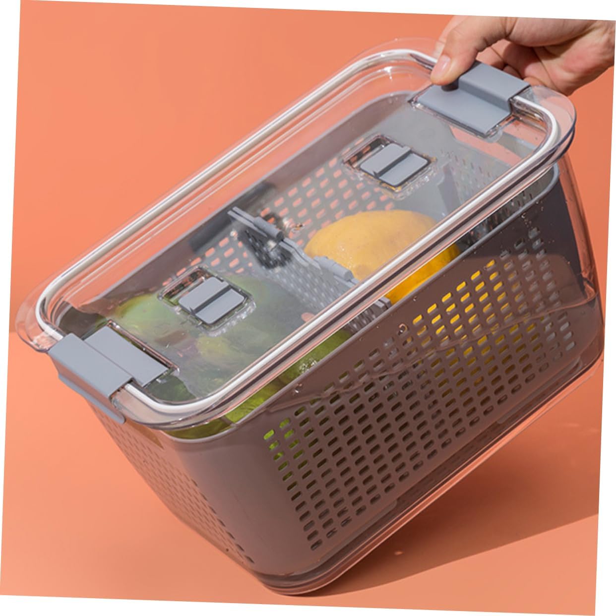 1pc Stackable Fridge Storage Box Lid Airtight Kitchen Sealing Container for Fruits and Vegetables Capacity and Easy to Clean