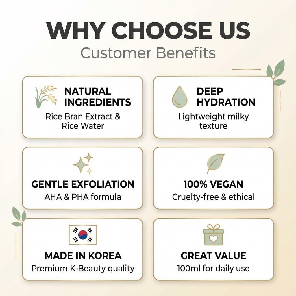 LICORNE Vegan Rice Toner, Daily Exfoliating Face Toner for Glass Skin, AHA/PHA & Rice Water for Uneven Texture & Pores, Gentle Resurfacing & Hydrating Essence Water, 3.38 fl oz - Image 9