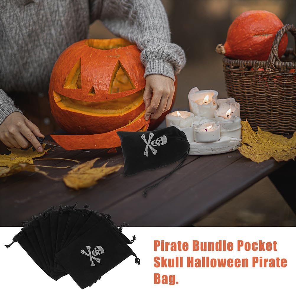 BESPORTBLE 20Pcs Pirate Loot Bags, Pirate Goodie Bags With Drawstring 6X 4.48 Inches Party Favor, Halloween Drawstring for Halloween Cosplay Party Favors