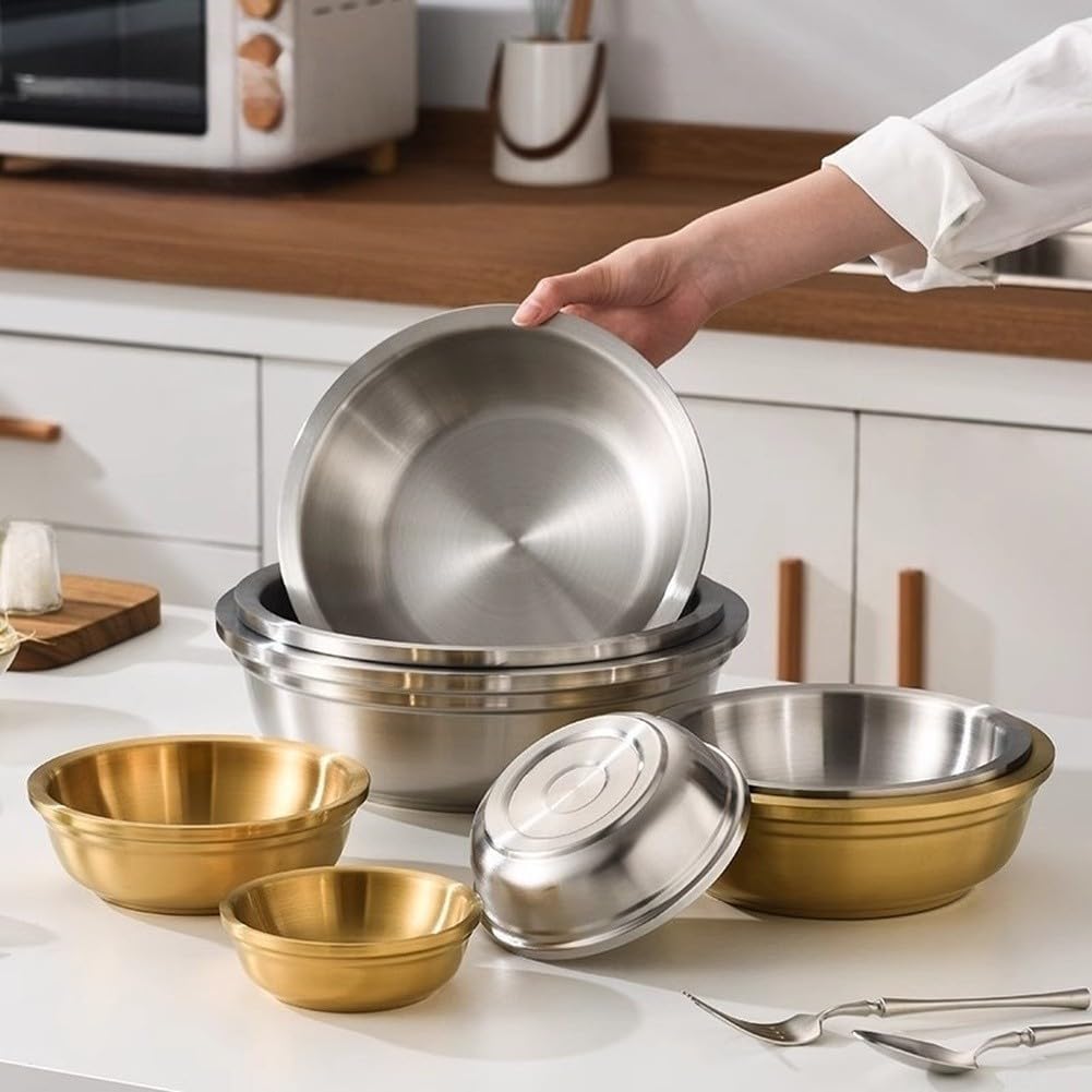 Tazón Metal Aislante Térmico 30cm Para Sopa Caliente(Gold 12inch)