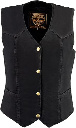 Miniatura 7 de Milwaukee Chaleco vaquero azul de cuero para mujer Mdl4000