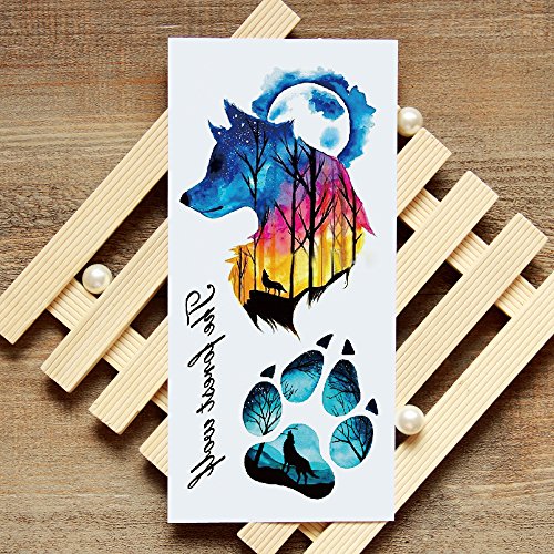 Waterproof Temporary Tattoo Forest Wolf Fox Tattoos Tattoo Sticker For Kids Men Women Makeup Body Art Fake Tattoo, 8-Sheet #TOP6