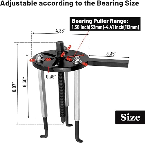 Miniatura 4 de Endxedo Herramienta extractor de extracción de rodamientos de tres mordazas, extractor de desmontaje de rodamientos de mandíbulas, kit de