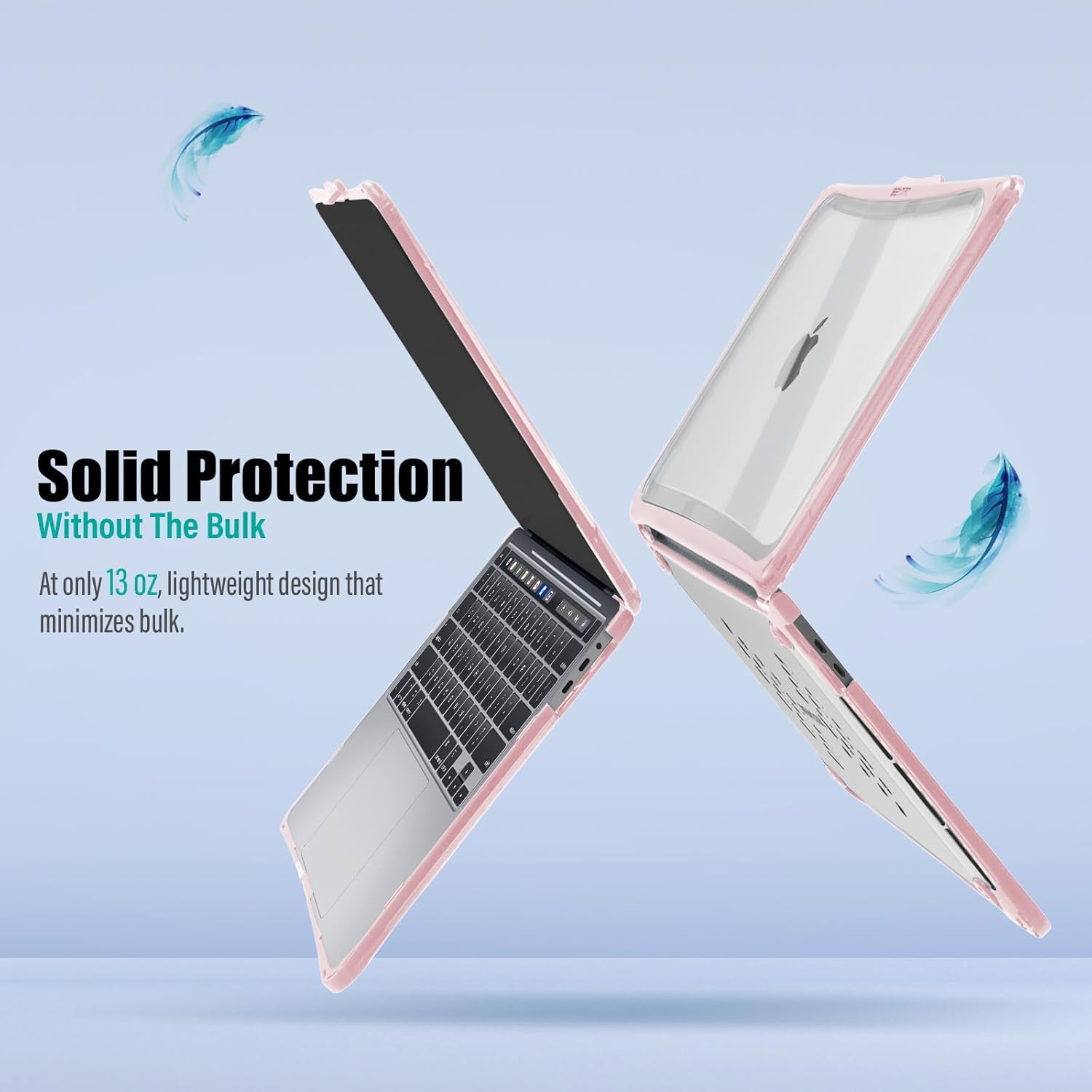 IBENZER Hexpact MacBook pro 13 inch case 2026 2025 2024 2023 2022-2016 M2 M1 A2338 A2289 A2251 A2159 A1989 A1708 A1706,Protective case with Screen Film Keyboard Cover, Pinkish, HPE-T13PKSH+2
