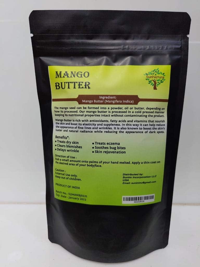 100% Pure Mango Butter - Can Substitute Shea Butter in Soap and Lotion Recipes - Moisturising, Scent-free, Hexane-free (4 Oz)