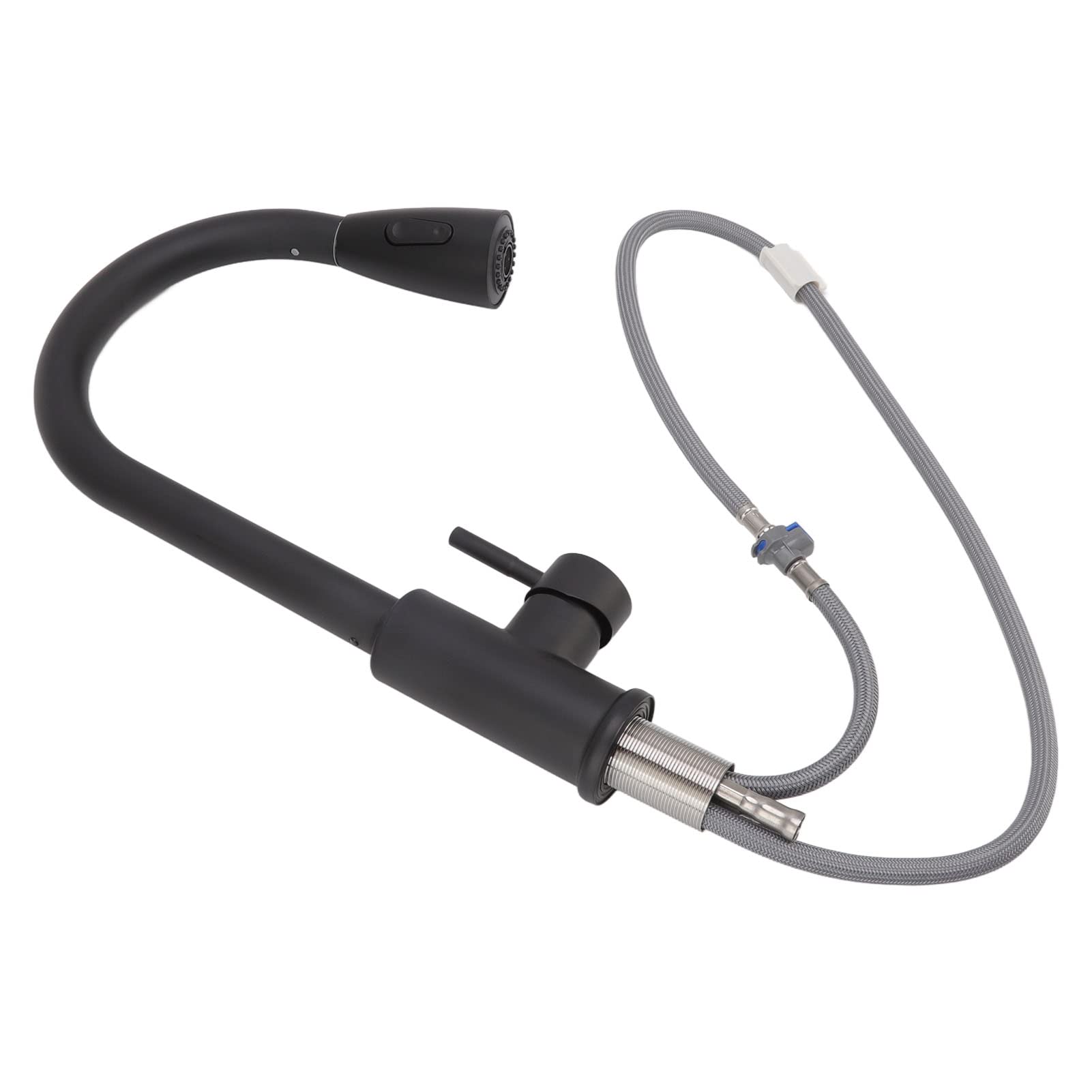 Grifo de cocina extraíble de acero inoxidable, rociador giratorio de 360 ​​grados de alto con acabado para instalación universal de fregadero, diseño moderno negro