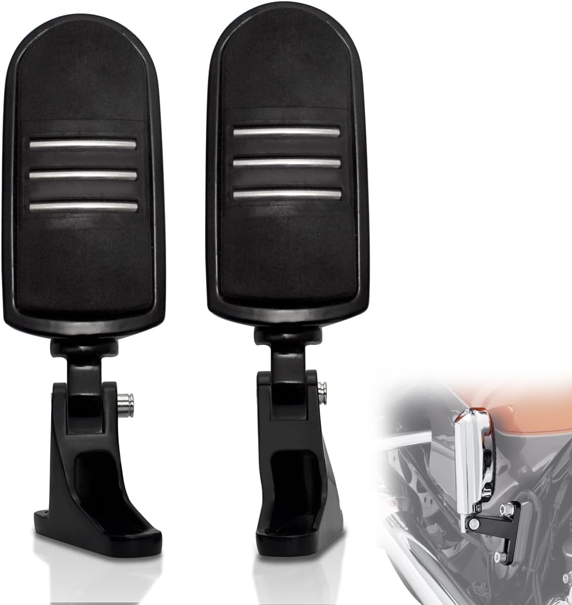 FOVPLUE Passenger Mini Footboard, Passenger Footpegs w/Mount Kit for Harley Touring 1993-2025 CVO Electra Glide Road Glide Road King Street Glide Ultra Classic Ultra Limited Revival FLH,Gloss Black#1