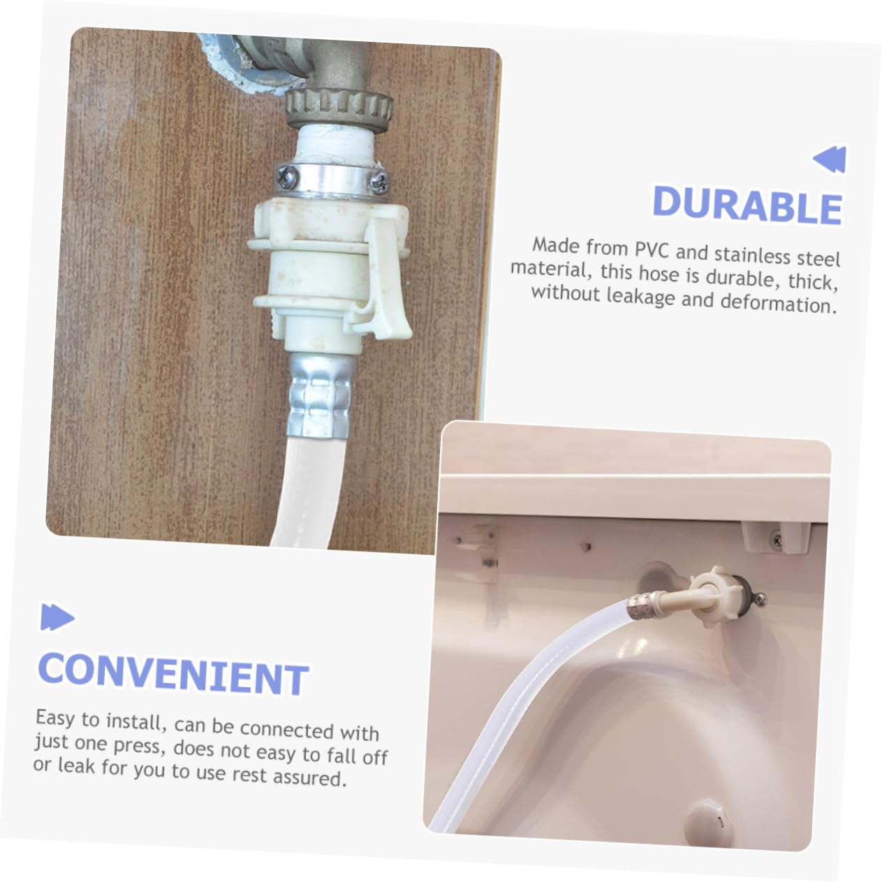 LIFKOME 2 pièces Tuyau Alimentation Machine à Laver PVC Mètres avec Raccord Fileté pour Machine à Laver Automatique Facile à Installer sans Fuite