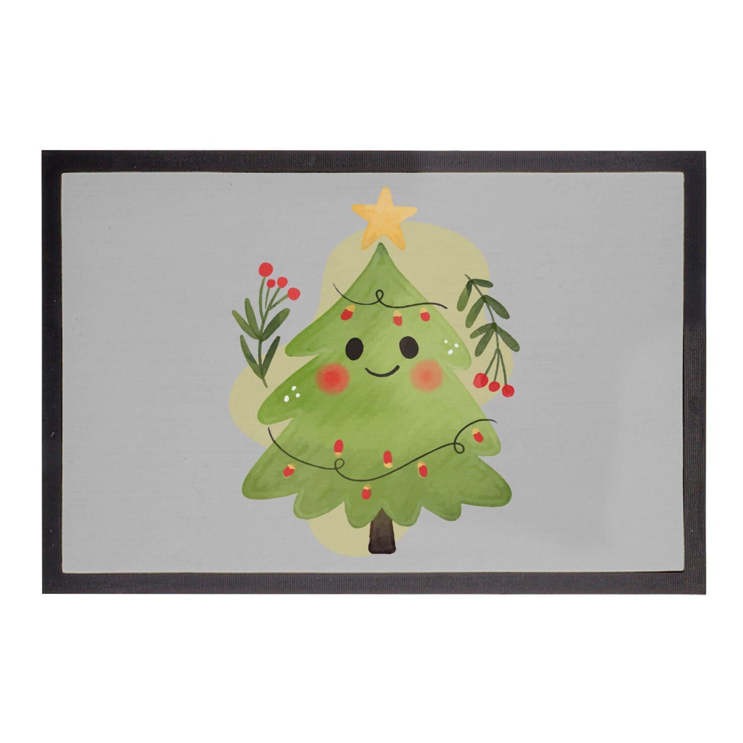 Paillasson Sapin de Noël Dessin Gris Tapis Festif