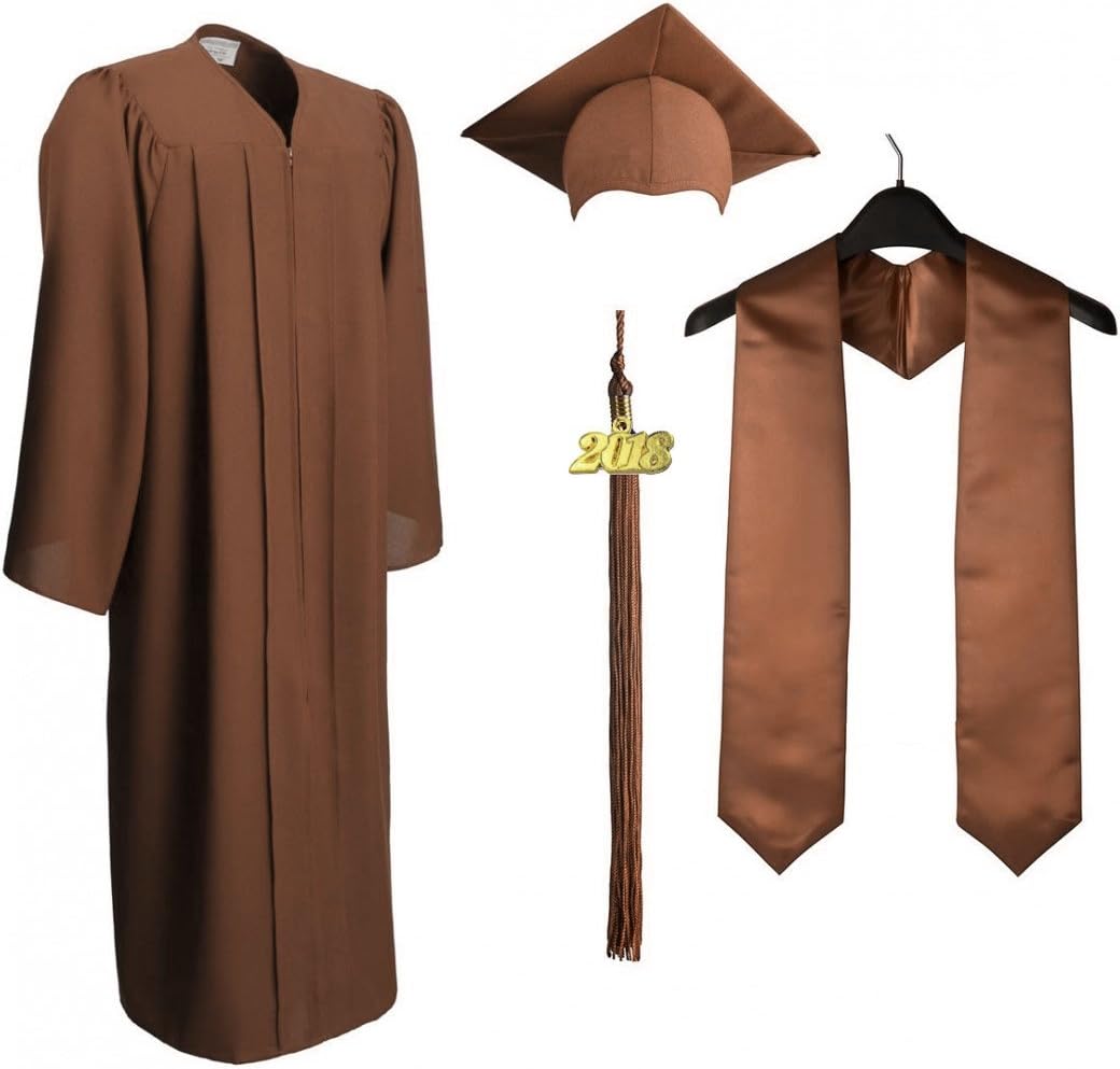 Graduation Gown Cap Set 2018 Including Tassel and Stole Unisex