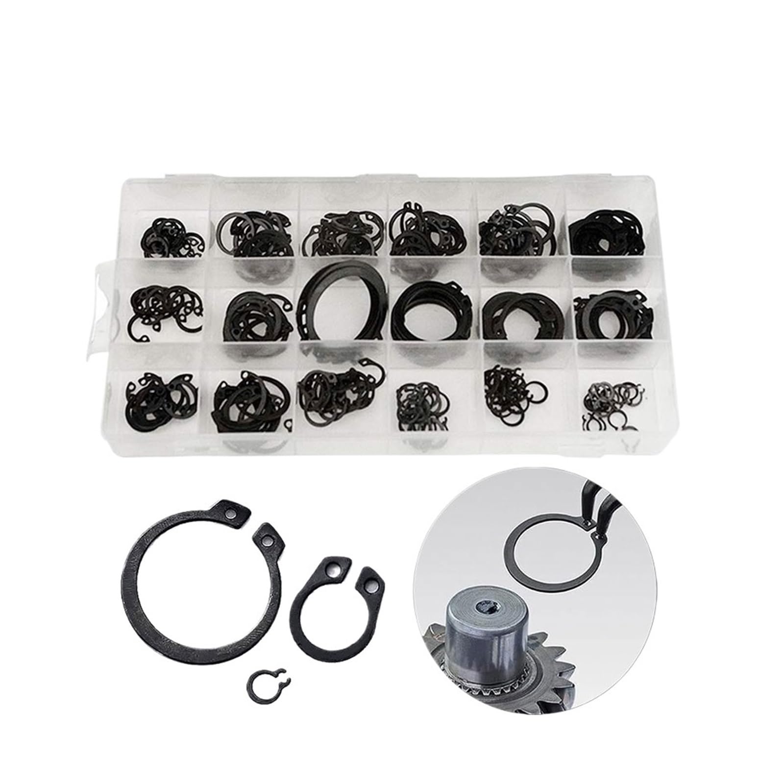 225 Uds Circlips Anillo A Presión Abrazaderas De Retención Externas Juego Arandelas Surtido Kit Agujeros Collar Eje C Clips 18 Tamaños 6-32mm