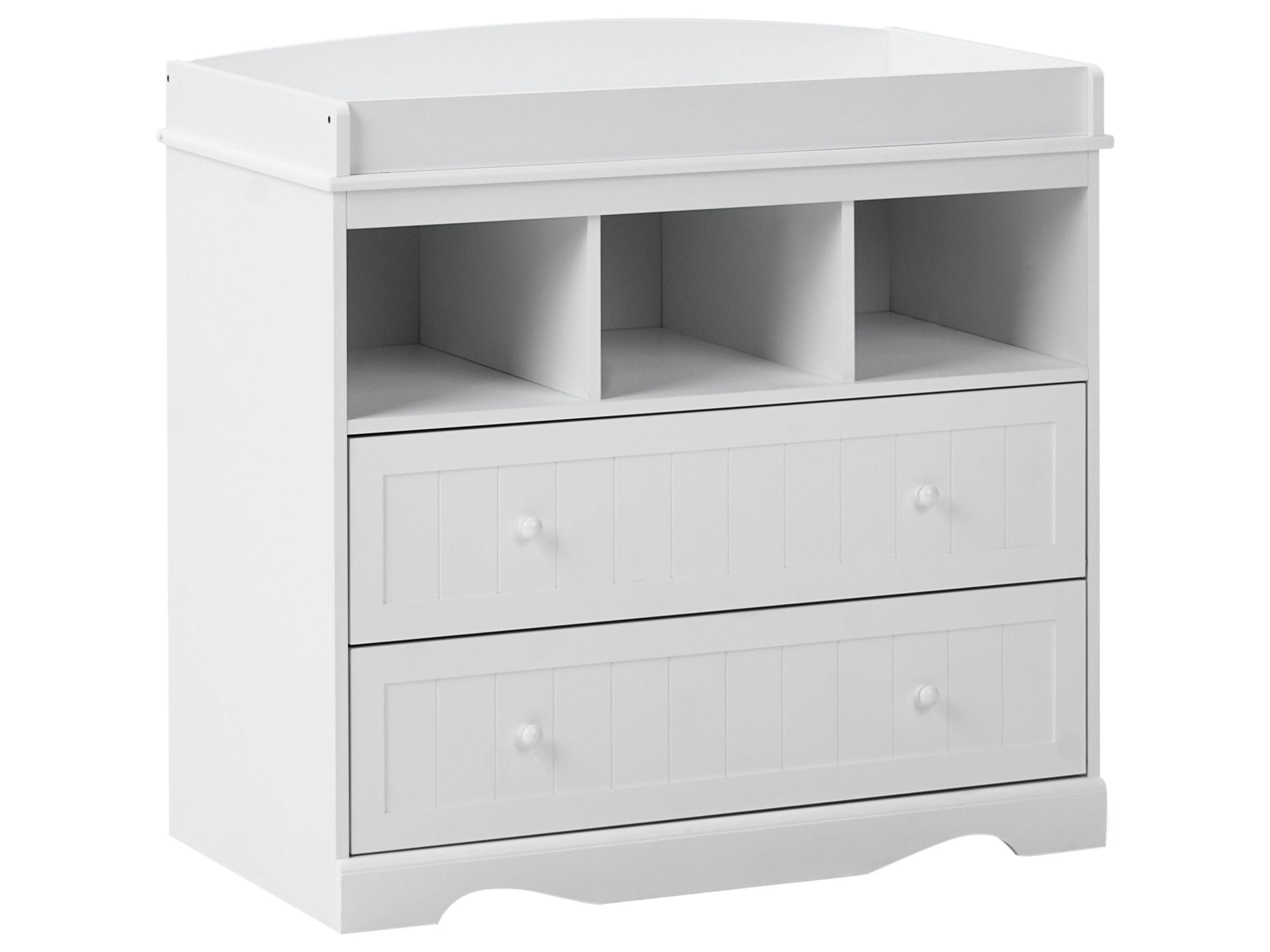 Beliani Baby Wickeltisch Kommode weiß schmal 50x90x86 cm 2 Schubladen 3 Regale Virden