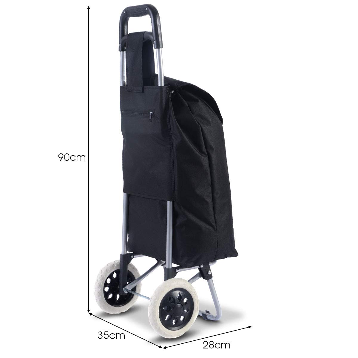 Costway Folding Shopping Trolley 2 Wheel Lightweight Push Pull Shopping Cart Bag Luggage Grocery