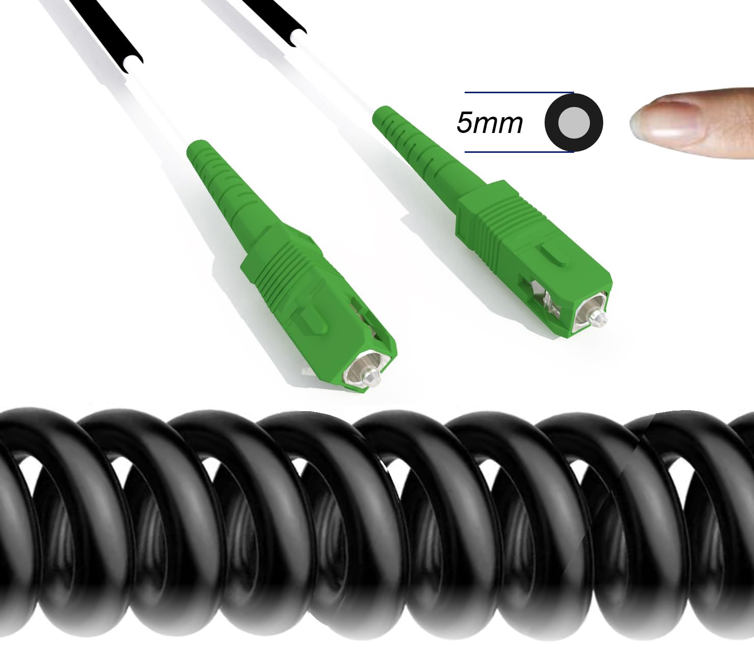 Elfcam® - 50m/164ft Outdoor and Indoor Fiber Optic Cable, Simplex Singlemode SCA to SCA for Verizon Fios, Google Fiber and FTTH, 50 Meters