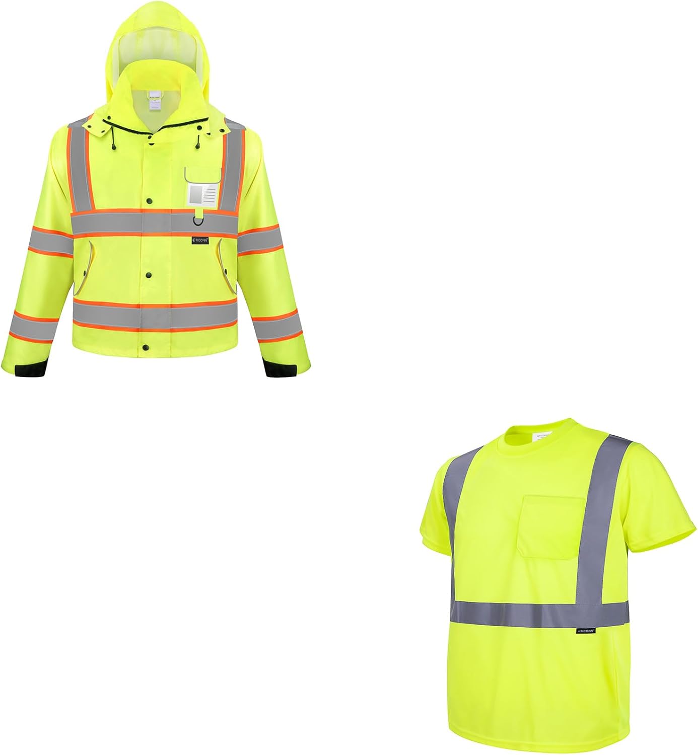TICONN Reflective Rain Jacket Safety Jacket (L) & High Visibility Shirts for Men Women (L)