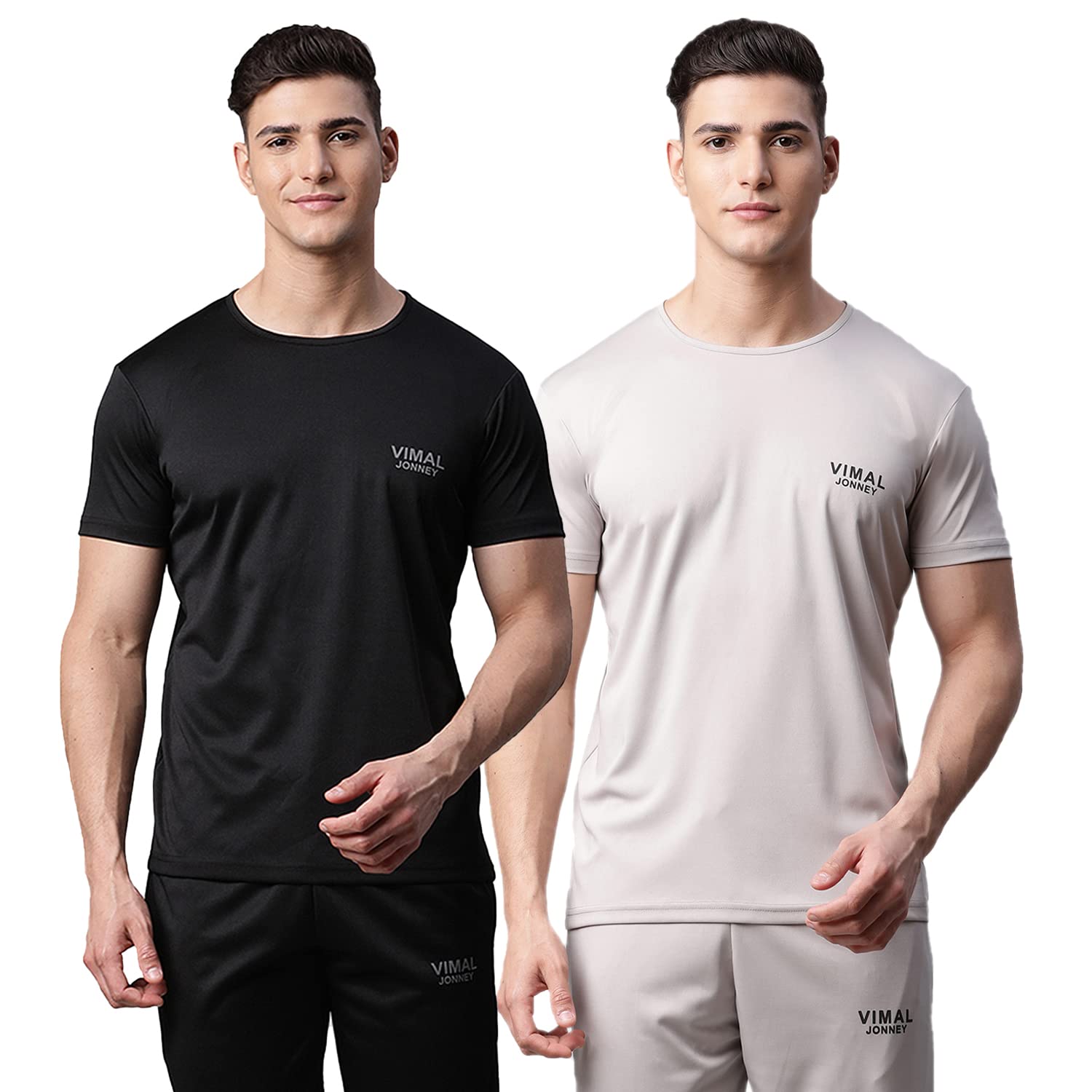 VIMAL JONNEY Men Regular Fit Cotton Blended Round Neck Tshirts(Multicolor_X-Large_Pack of 2)-Dryfit_T_BLK_L.Gry_02-XL (B09Y2HHCBH) Amazon Price History, Amazon Price Tracker