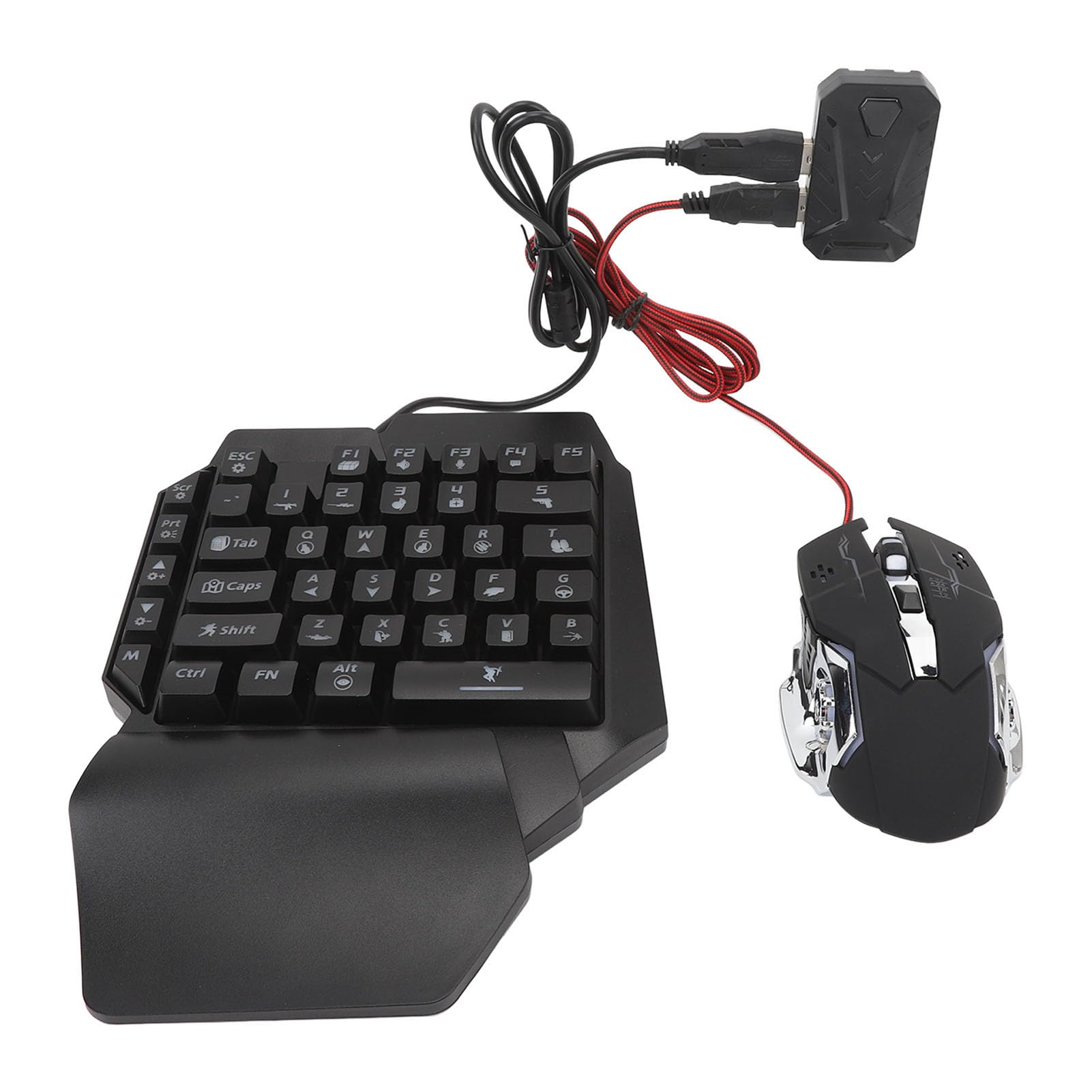 Set di convertitori per mouse e tastiera 4 in 1, con convertitore mouse per tastiera, mouse da gioco, tastiera con una mano e supporto per telefono, per Mix Pro Converter,