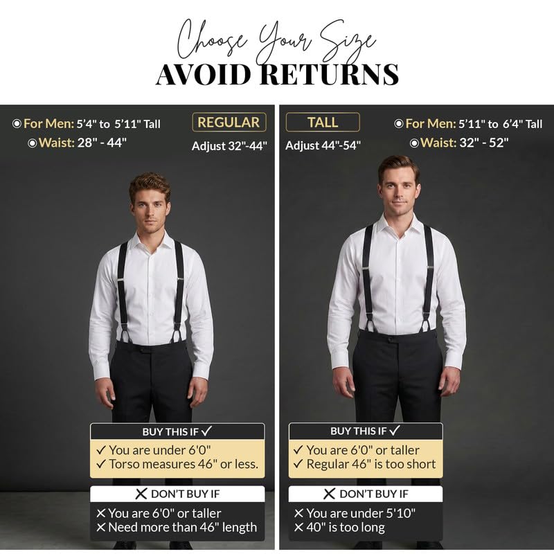 Image of HOLD'EM Tuxedo Suspenders Formal Black 100% Silk Made in USA Button Suspenders for Men Wedding Tux Suspenders for Men