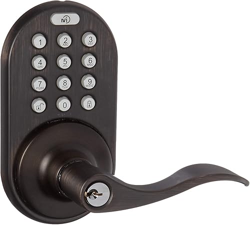 MiLocks WKL-02OB - Cerradura de puerta con palanca digital con entrada sin llave a través de control remoto para puertas interiores, bronce aceitado