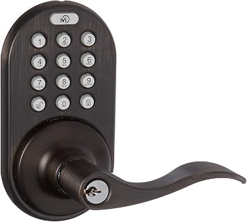 MiLocks WKL-02OB قفل باب رافعة رقمية مع دخول بدون مفتاح عبر جهاز التحكم عن بعد للأبواب الداخلية ، زيت برونزي ممزق   
