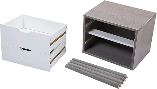 Miniatura 7 de Juego de 2 mesitas de noche con cajón de almacenamiento, patas de madera maciza, mesa auxiliar moderna, mesita de noche, muebles de mediados de