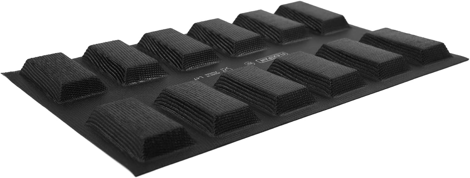 Demarle FP 2264 Flexipan Origine Silicone-Fiberglass Pan with 12 Financiers Rectangular Cavities 1-3/4 Inch x 3-3/8 Inch x 9/16 Inch High
