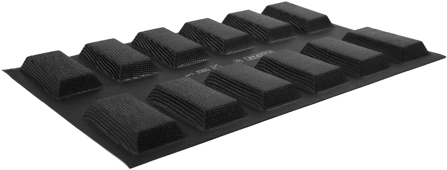 Demarle FP 2264 Flexipan Origine Silicone-Fiberglass Pan with 12 Financiers Rectangular Cavities 1-3/4 Inch x 3-3/8 Inch x 9/16 Inch High