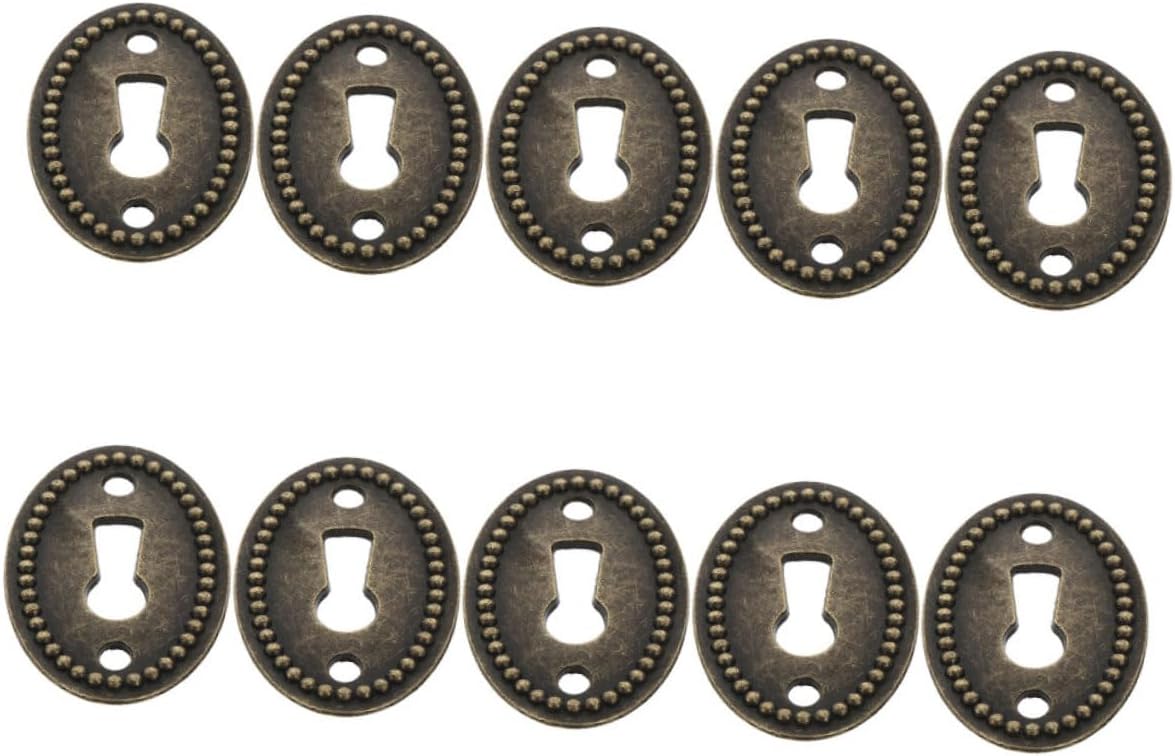 Artibetter 10pcs Retro Alloy Oval Keyhole Cover Plate for Dresser Drawer Jewelry Box and Cabinet Installation Versatile Design for Home Office Decor
