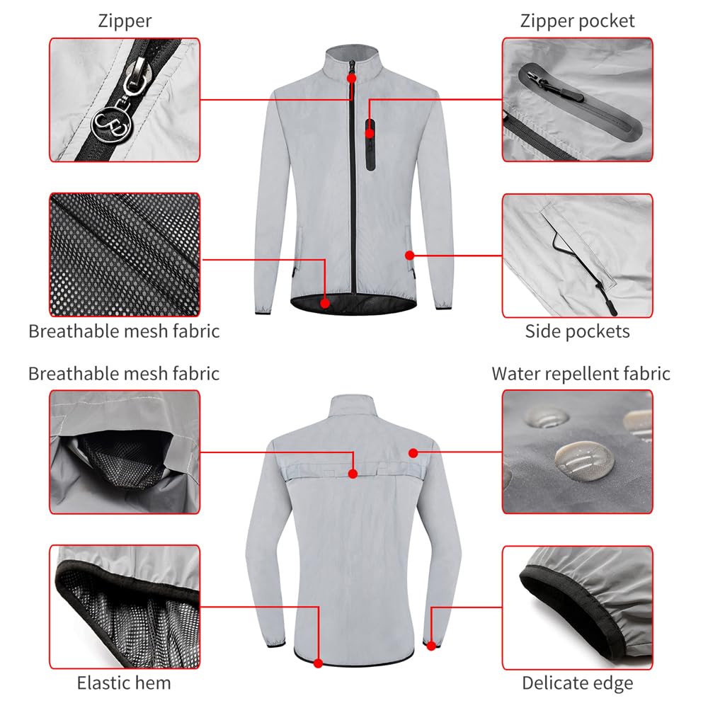 Chaqueta de ciclismo para hombre y mujer, chaleco reflectante de alta visibilidad, chaleco de correr, impermeable, resistente al viento, chaleco de MTB, transpirable, ligero, chaqueta