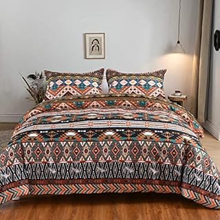 Mefinia Boho Bedding Duvet Cover Set with Zipper Closure, 200cm X 200cm,Bohemian Exotic Printed Lightweight Microfiber Comforter Quilt Cover Set