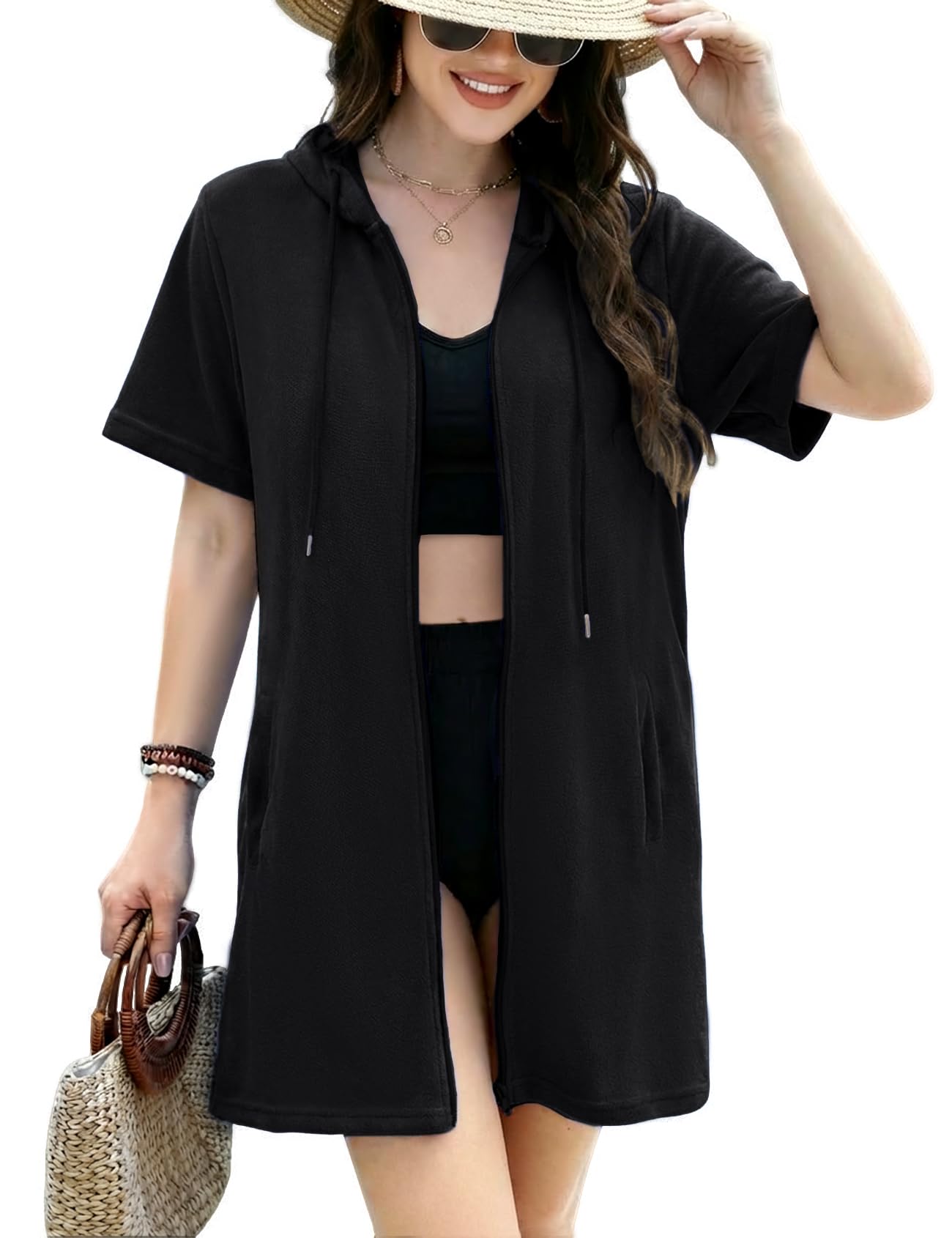 Terry Cloth Swim Cover Up for Women Swimsuit Beach Bathing Swimwear Coverup Pool Towel Robe-image-28