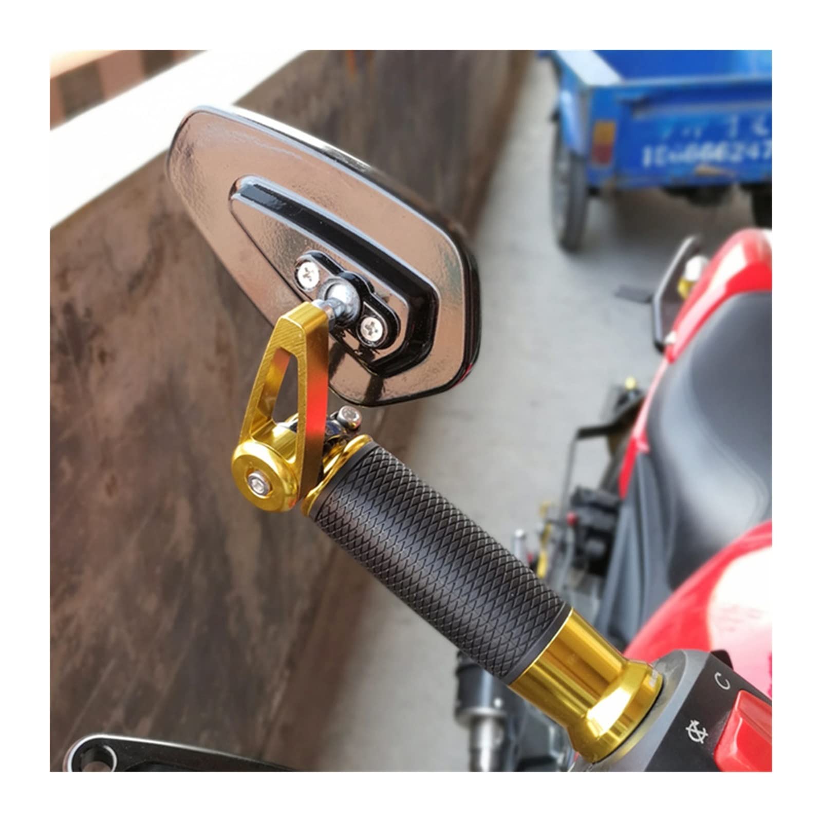 Rétroviseurs Moto 2 Pièces Moto Aluminium 7/8 "22mm Barre Fin Côté Rétroviseur Universel Moto Vélo Guidon Rétroviseurs Universels Rétroviseurs Latéraux de Moto(Gold)