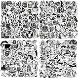 AOZVPEV 200 Pcs Black and White Gothic Stickers for Adults, Waterproof Horror Stickers Pack, Black and White Cool Skull Decals for Water Bottle, Laptop, Luggage, Skateboard, Scrapbooks, Phone, Guitar