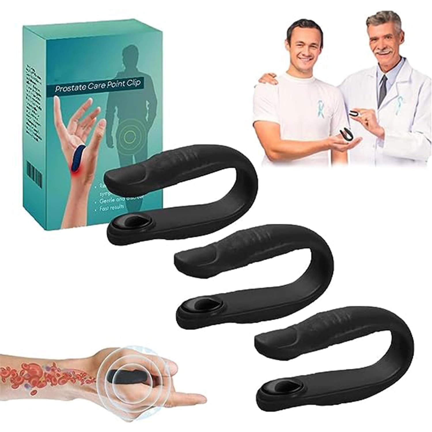 Prostate Care Point Clip for Men, Acupressure Hand Pressure Point Clip, Relieve Prostate discomfort effortlessly, Migraine Relief Kidney Care (3)