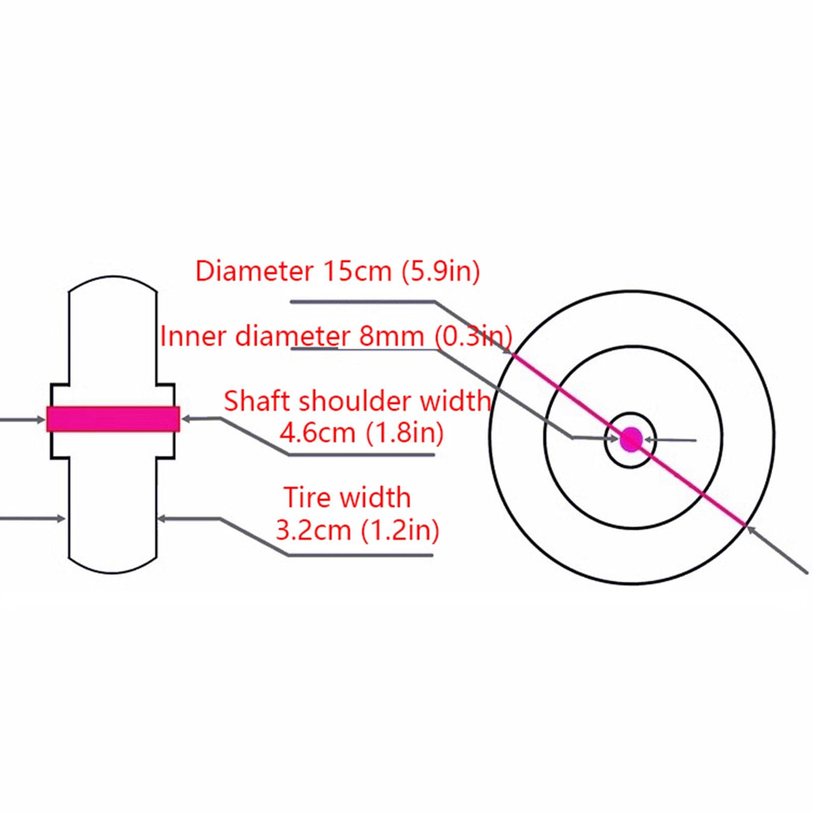 LHX 6-inch Wheelchair Front Wheel Wheelchair Replacement Front Wheel PU Elastic Foam Tire Diameter 15cm Axle Height 46mm