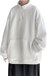 Teen Boys Checkered Sweatshirts Turtleneck 1/4 Zipper Pullover Solid Pockets Blouse Junior Back to School Tops