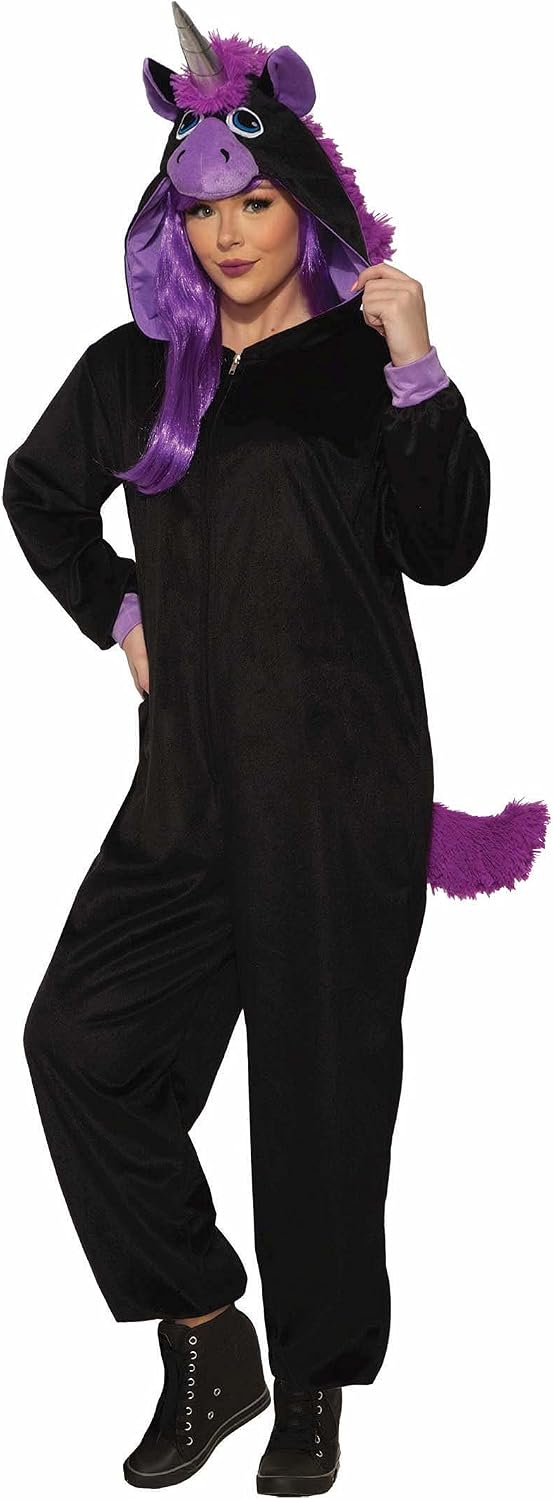 Forum Novelties Adult Dark Unicorn Costume Jumpsuit, As Shown, Standard