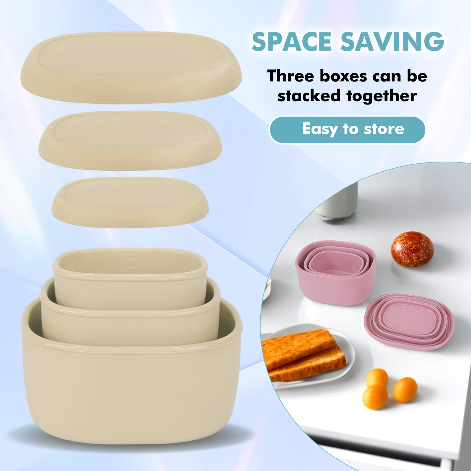 Lot De 3 Boîtes à Bento En Silicone Avec Compartiments